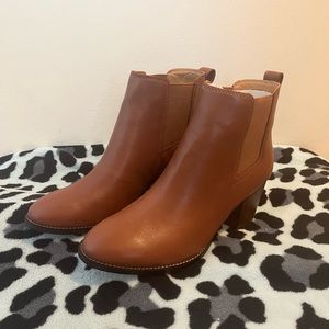 Jcrew Factory Brown Rory Leather Heeled Slip-on Bootie Size 7